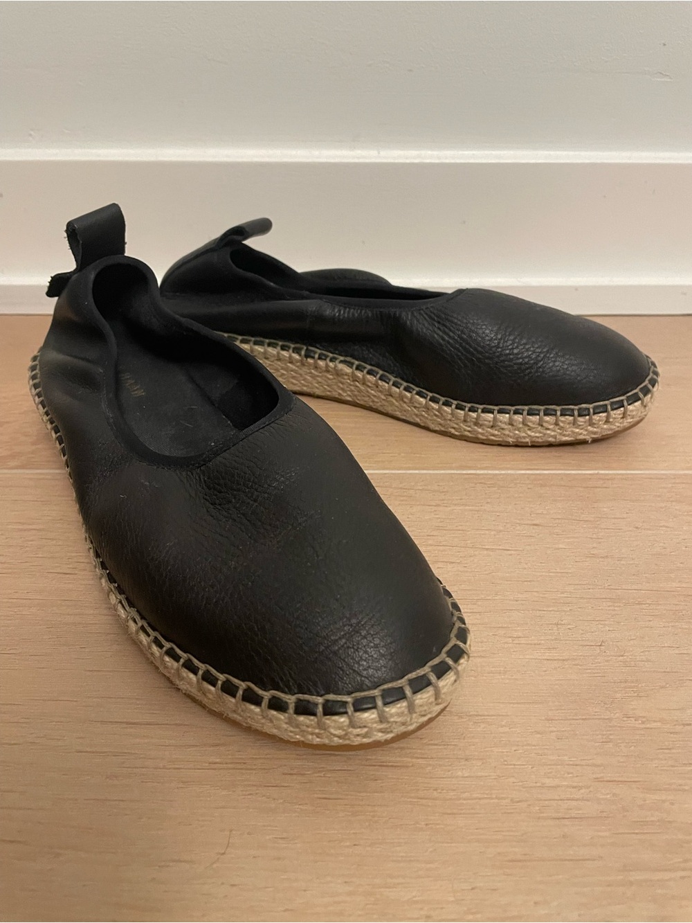 COLE HAAN Pinch Grand.0S Black Leather Espadrille Slip-Ons